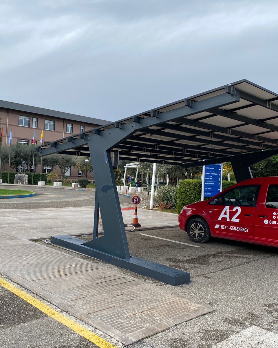 A2 service vehicle under a solar carport